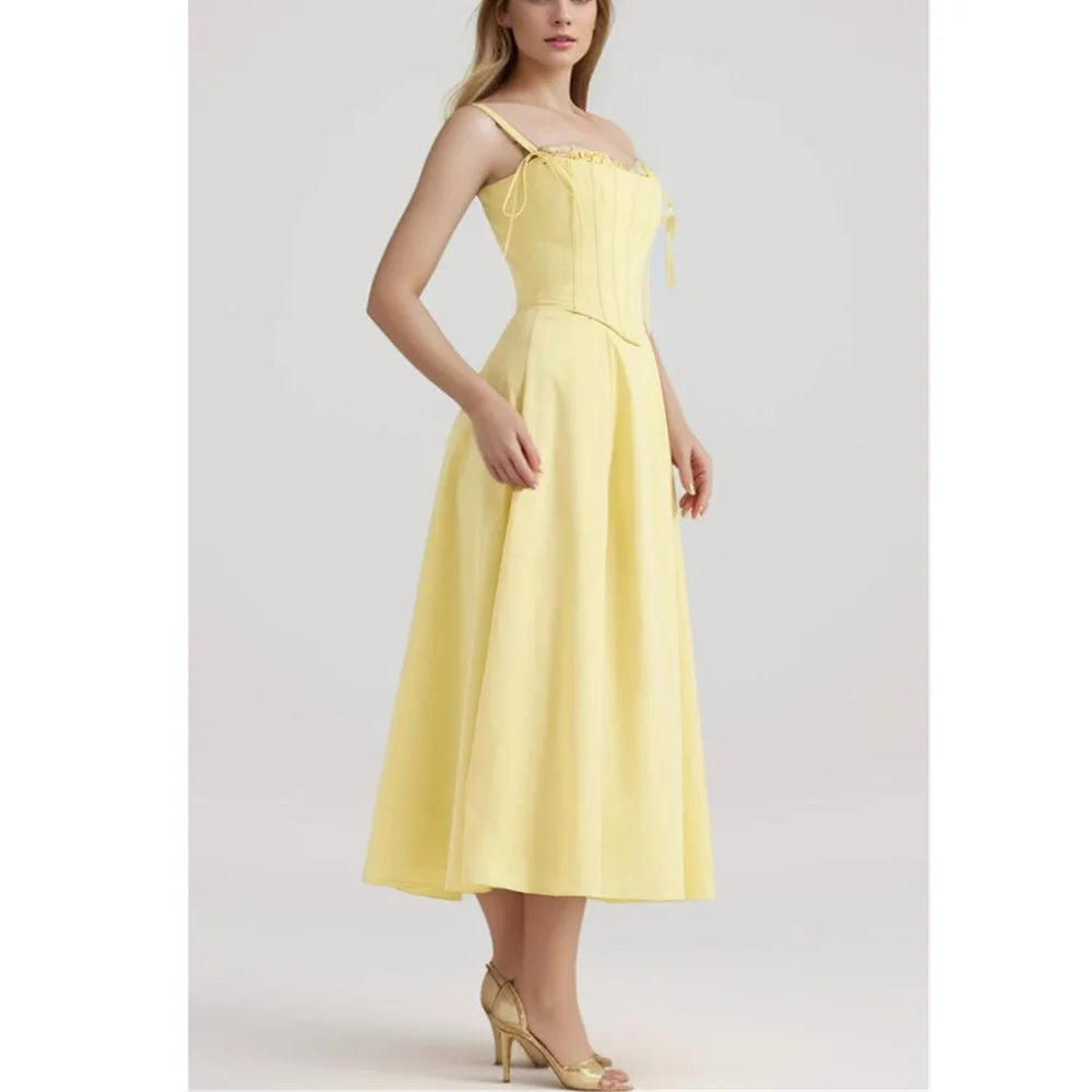 2 Piece Set Dresses- Yellow High Slit Two-Piece Dress - Perfect for Brunch & Vacations- - IndioGear Women Clothing