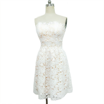 A-Line Dresses- Floral Lace Sweetheart-Neck Party Mini Dress- - IndioGear Women Clothing