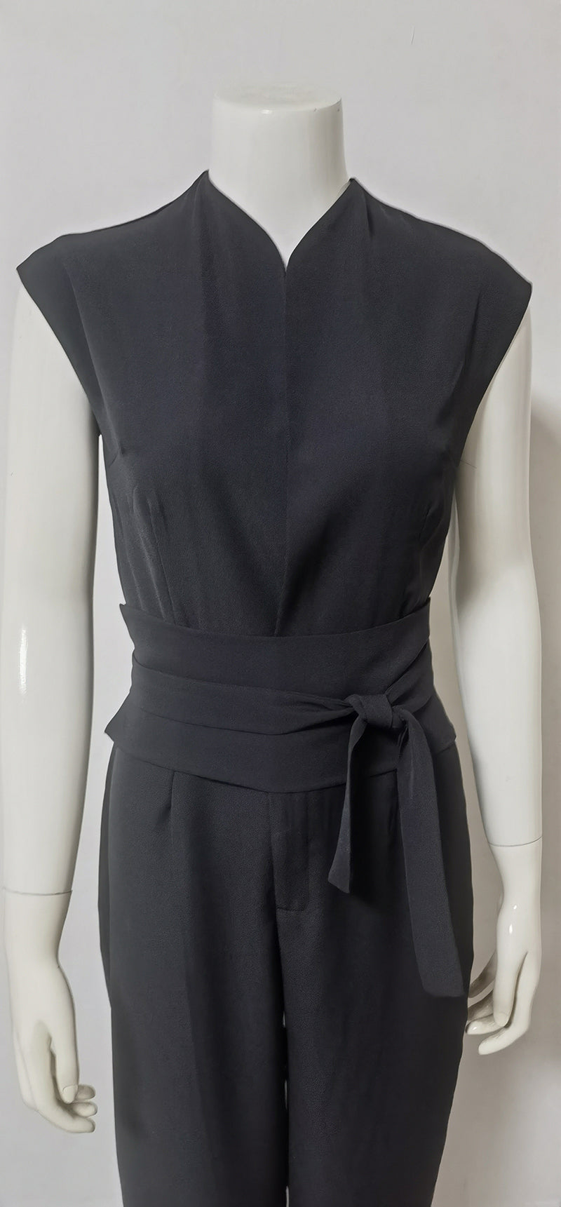 Wrap Belt Tie Jumpsuit | Stand Collar Wide-Leg Playsuit