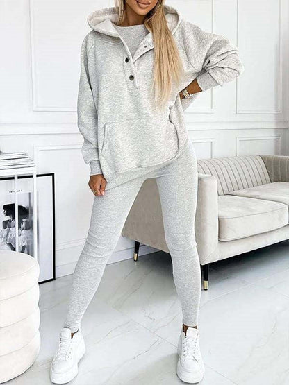 3 Piece Matching Set Outfit- Athleisure 3 Piece Matching Set - Slim-fit Tank, Pants & Hoodie- - IndioGear Women Clothing