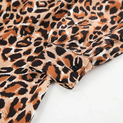 Animal Print Dresses- Leopard Print Peter Pan Dress- - IndioGear Women Clothing