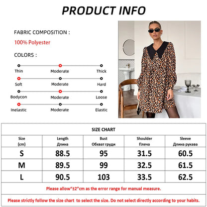 Animal Print Dresses- Leopard Print Peter Pan Dress- - IndioGear Women Clothing