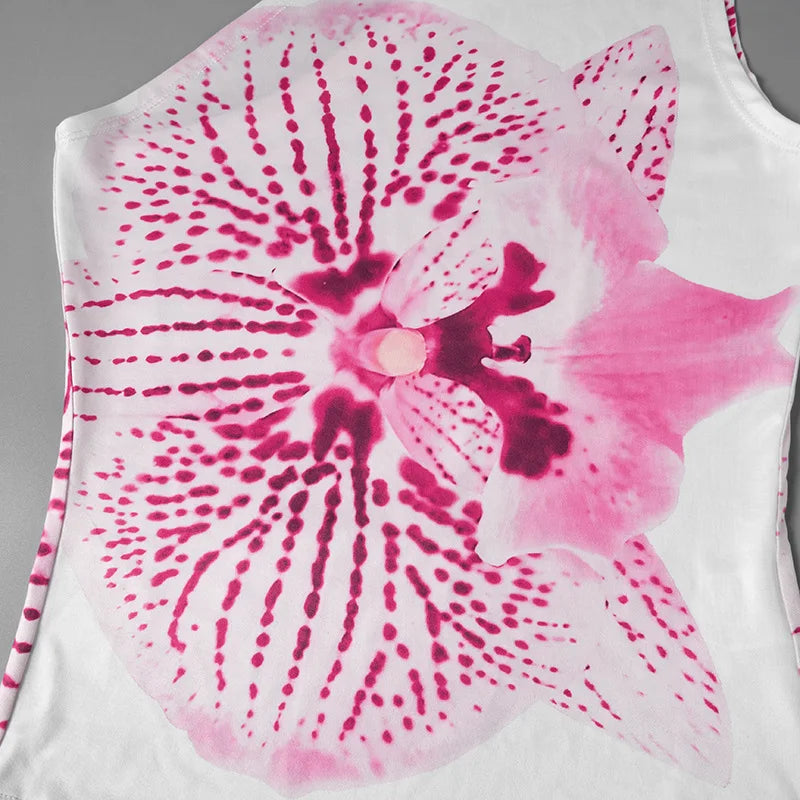 Asymmetric Tops- Women Orchid Bloom Print Asymmetric Top- - IndioGear.com