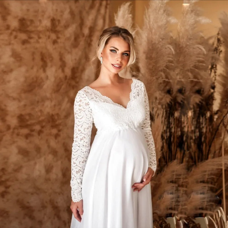 Baby Shower Dreeses- Empire Waist Lace Maternity Gown for Baby Shower- - IndioGear.com