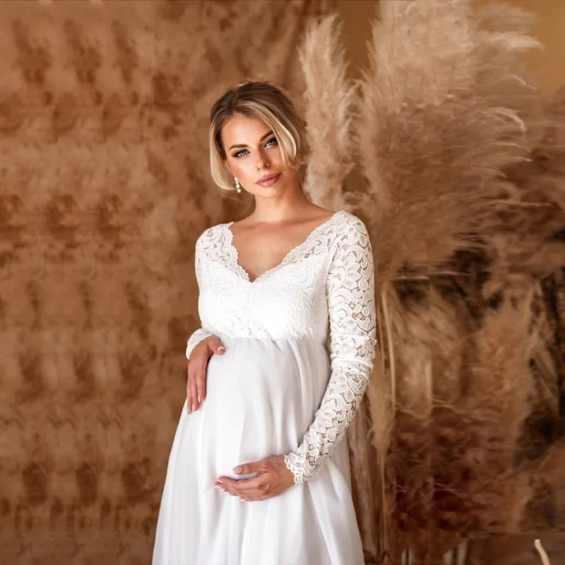 Baby Shower Dreeses- Empire Waist Lace Maternity Gown for Baby Shower- - IndioGear.com