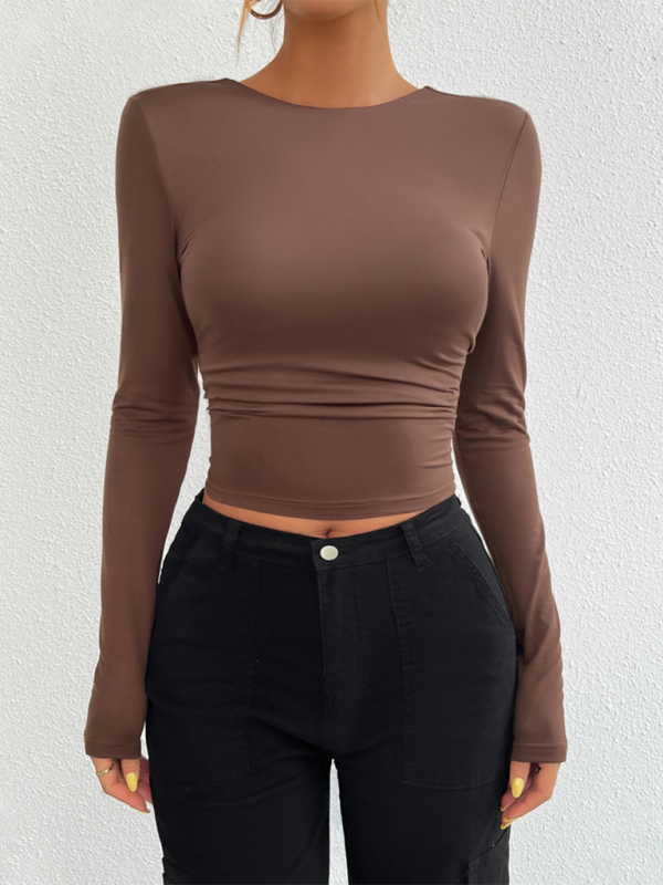 Backless Tops- Backless Long Sleeve Top for Women- - IndioGear.com