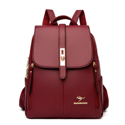 Backpacks- Elegant Metropolitan Carryall Backpack- Burgundy- IndioGear Women Clothing