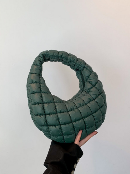 Bags- Quilted Shoulder Bag - Puffy Handbag- Green- IndioGear.com