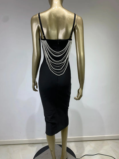 Bandage Dresses- Pearl-Embellished Dress for Exclusive Events- - IndioGear.com