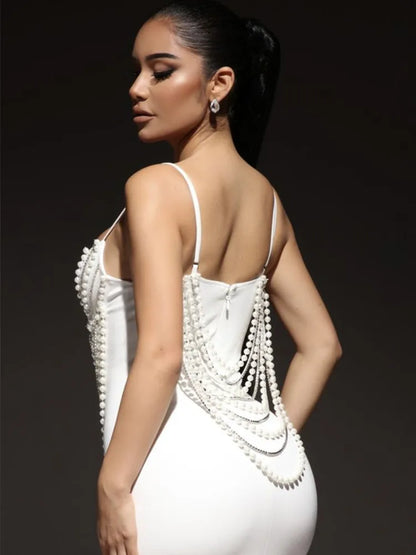 Bandage Dresses- Pearl-Embellished Dress for Exclusive Events- - IndioGear.com