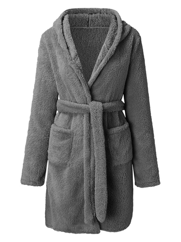 Bathrobe - Cloud-Soft Hooded Bathrobe Plush Spa Robe