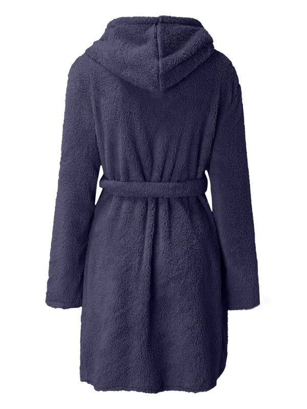 Bathrobe - Cloud-Soft Hooded Bathrobe Plush Spa Robe