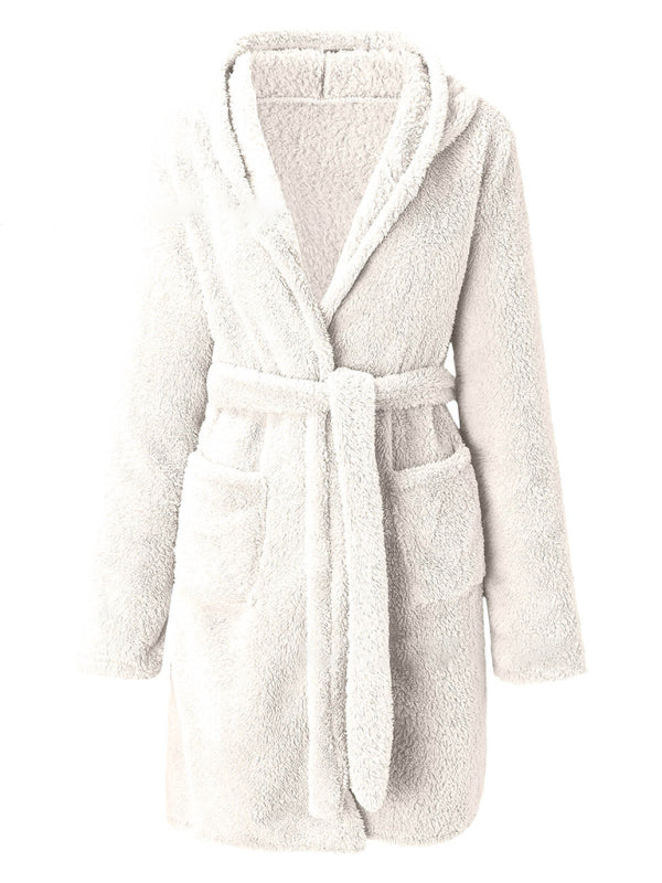 Bathrobe - Cloud-Soft Hooded Bathrobe Plush Spa Robe