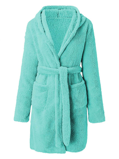 Bathrobe - Cloud-Soft Hooded Bathrobe Plush Spa Robe