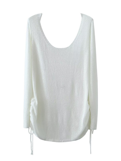 Beach Dresses- Breezy Beach Women's Knit Backless Cover-Up Dress- White- IndioGear.com