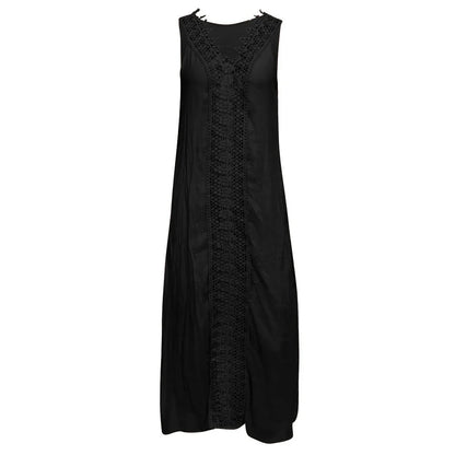 Beach Dresses- V-Neck Lace Detailed Maxi Dress for Summer Splendor- - IndioGear.com