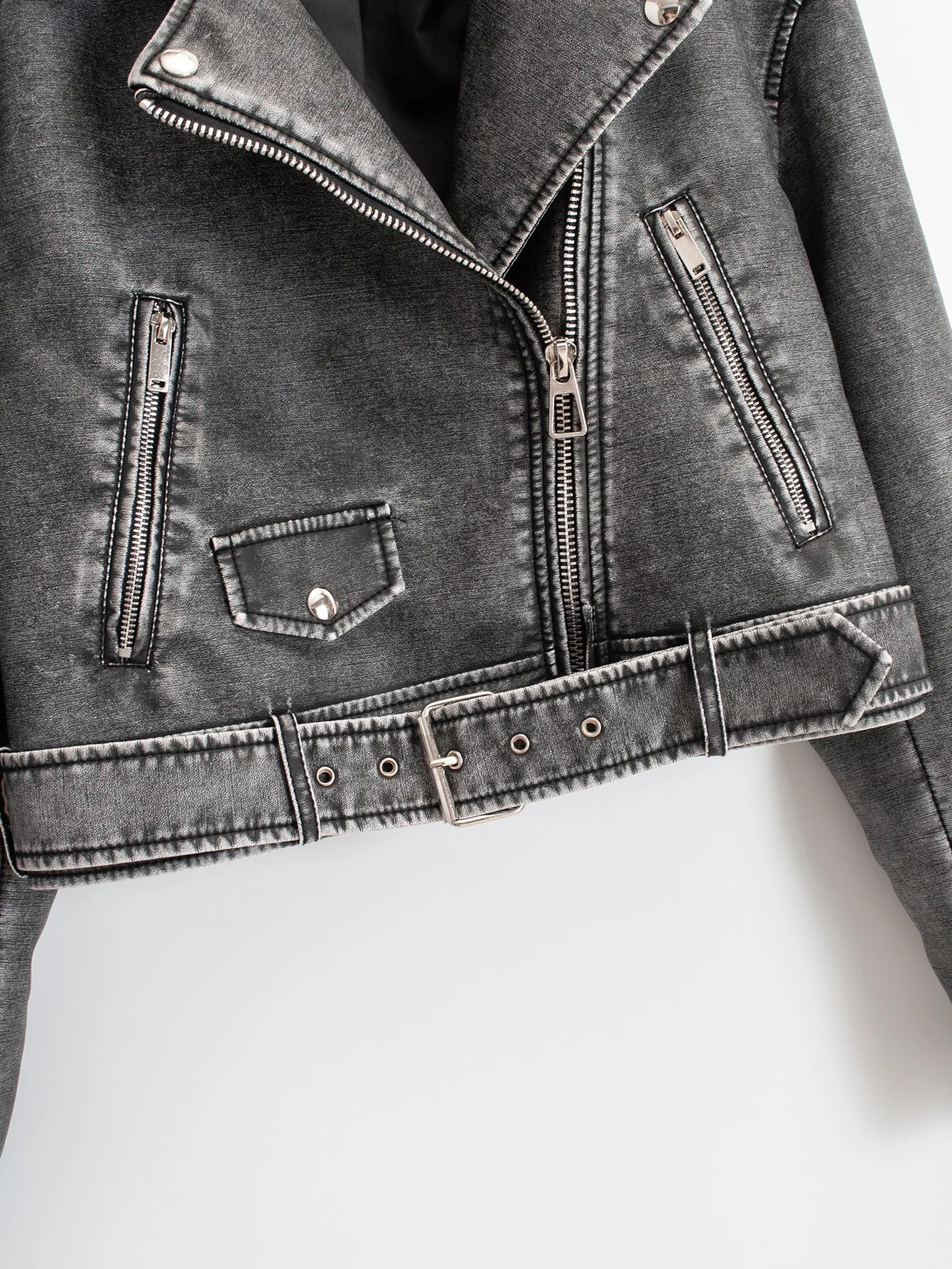 Biker Jackets- Women Edgy Faux Leather Tailored Biker Jacket- - IndioGear.com