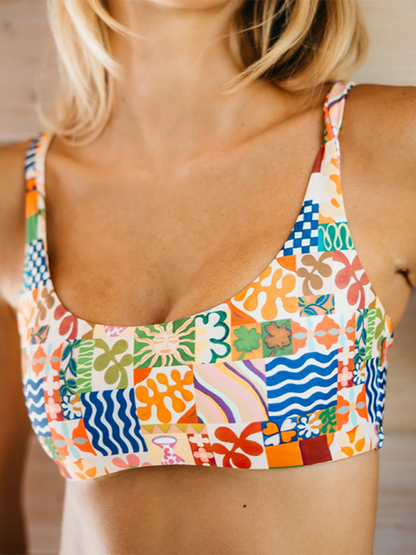 Bikinis- Artful Print Women's High-Cut Bikini & Top Set for Beach Adventures- - IndioGear.com