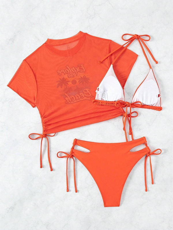 Bikinis- Beach Adventure Bikini Swim Set - Adaptable Three-Piece Beachwear- - IndioGear.com