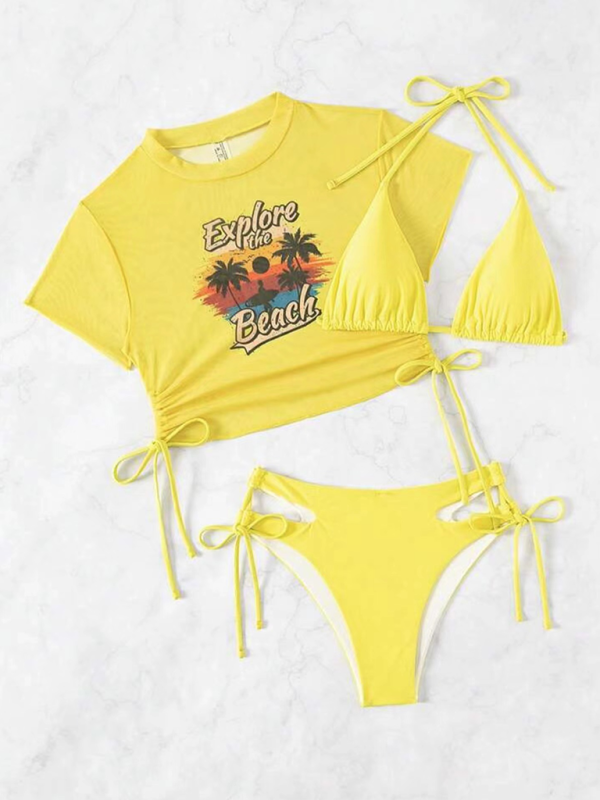 Bikinis- Beach Adventure Bikini Swim Set - Adaptable Three-Piece Beachwear- - IndioGear.com