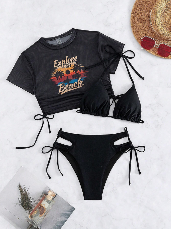 Bikinis- Beach Adventure Bikini Swim Set - Adaptable Three-Piece Beachwear- - IndioGear.com