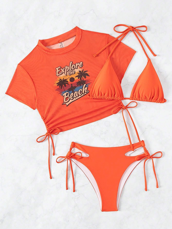 Bikinis- Beach Adventure Bikini Swim Set - Adaptable Three-Piece Beachwear- - IndioGear.com