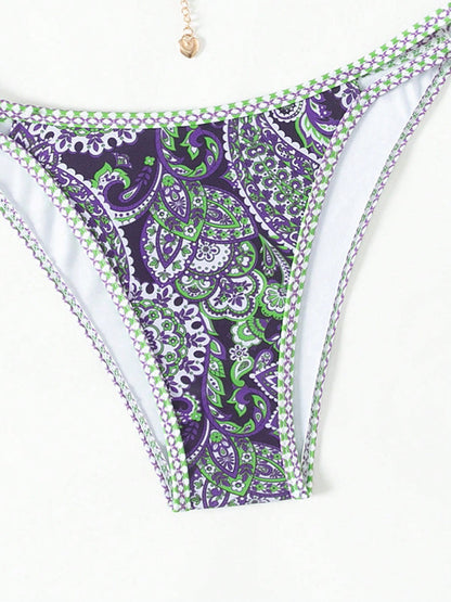 Bikinis- Paisley Swimsuit Triangle Bikini Top & Bottoms 2 Piece- - IndioGear Women Clothing