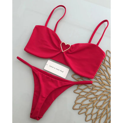 Bikinis- Minimalist Red Bikini Swimsuit for Women- - IndioGear