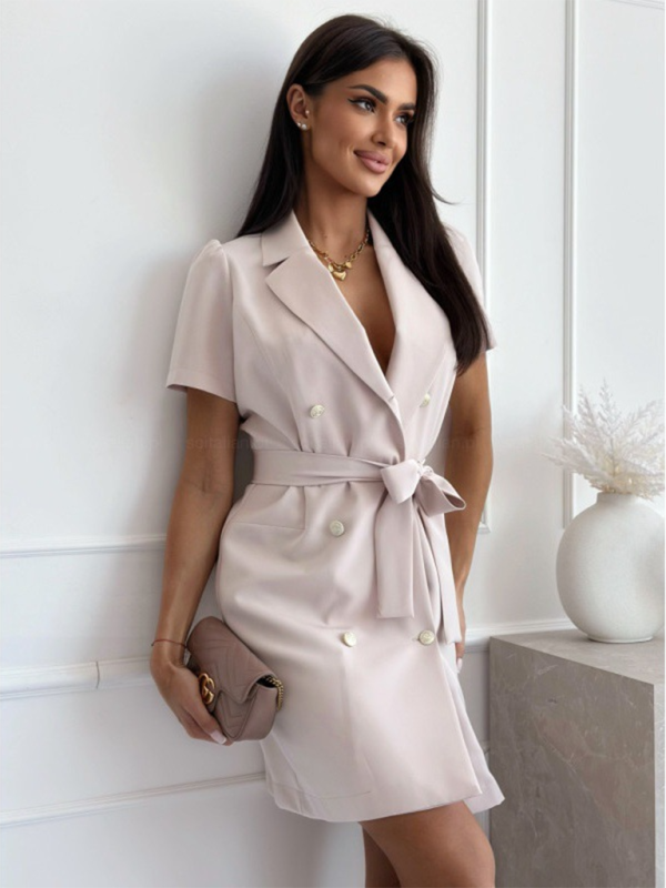 Blazer Dresses- Business Cocktail Notch Lapel Blazer Dress for Women- - IndioGear Fashion and Gear