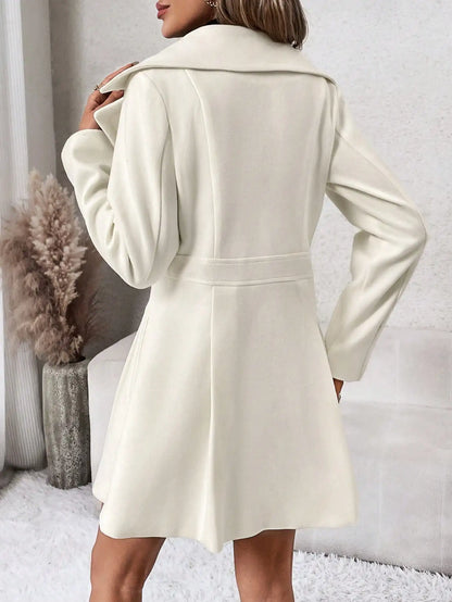 Blazer Dresses- Tailored White Coat Elegant Long Blazer Dress for Women- - IndioGear.com