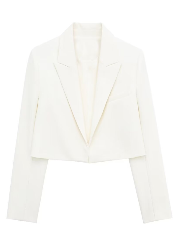 Blazer- Notch Lapel Crop Blazer in Pink- Cream- IndioGear.com