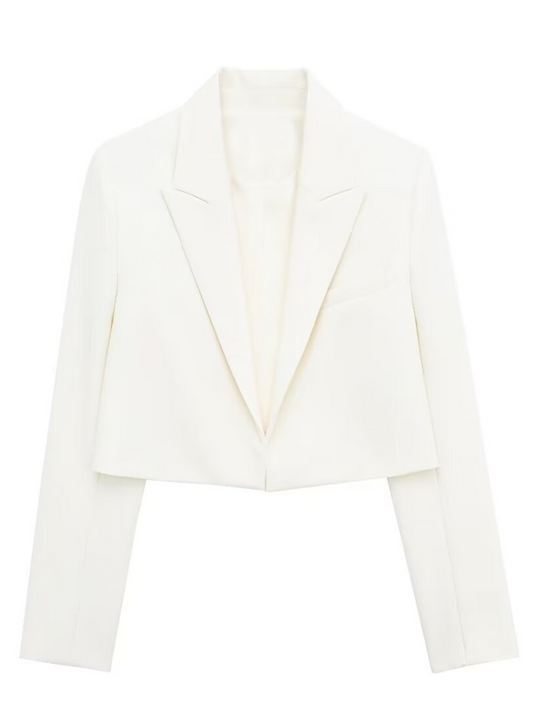 Blazer- Notch Lapel Crop Blazer in Pink- Cream- IndioGear.com