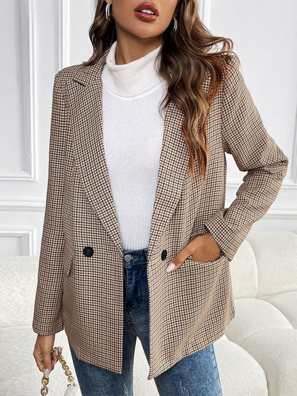 Blazers- Classic Houndstooth Women's Blazer- - IndioGear.com