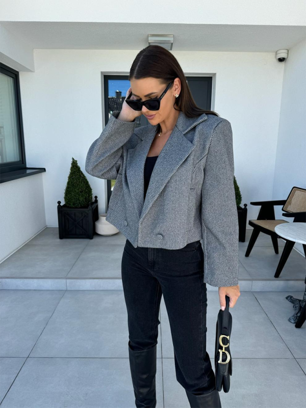 Blazers- Cropped Tweed Blazer for Every Occasion- - IndioGear.com