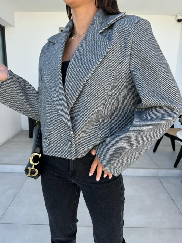 Blazers- Cropped Tweed Blazer for Every Occasion- - IndioGear.com