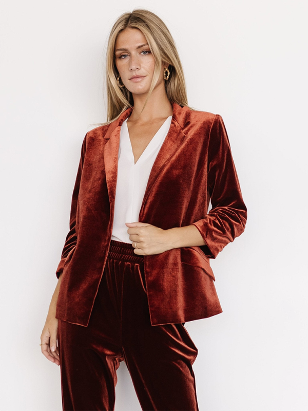 Blazers- Velvet Touch Blazer for Evening and Professional Wear- - IndioGear.com