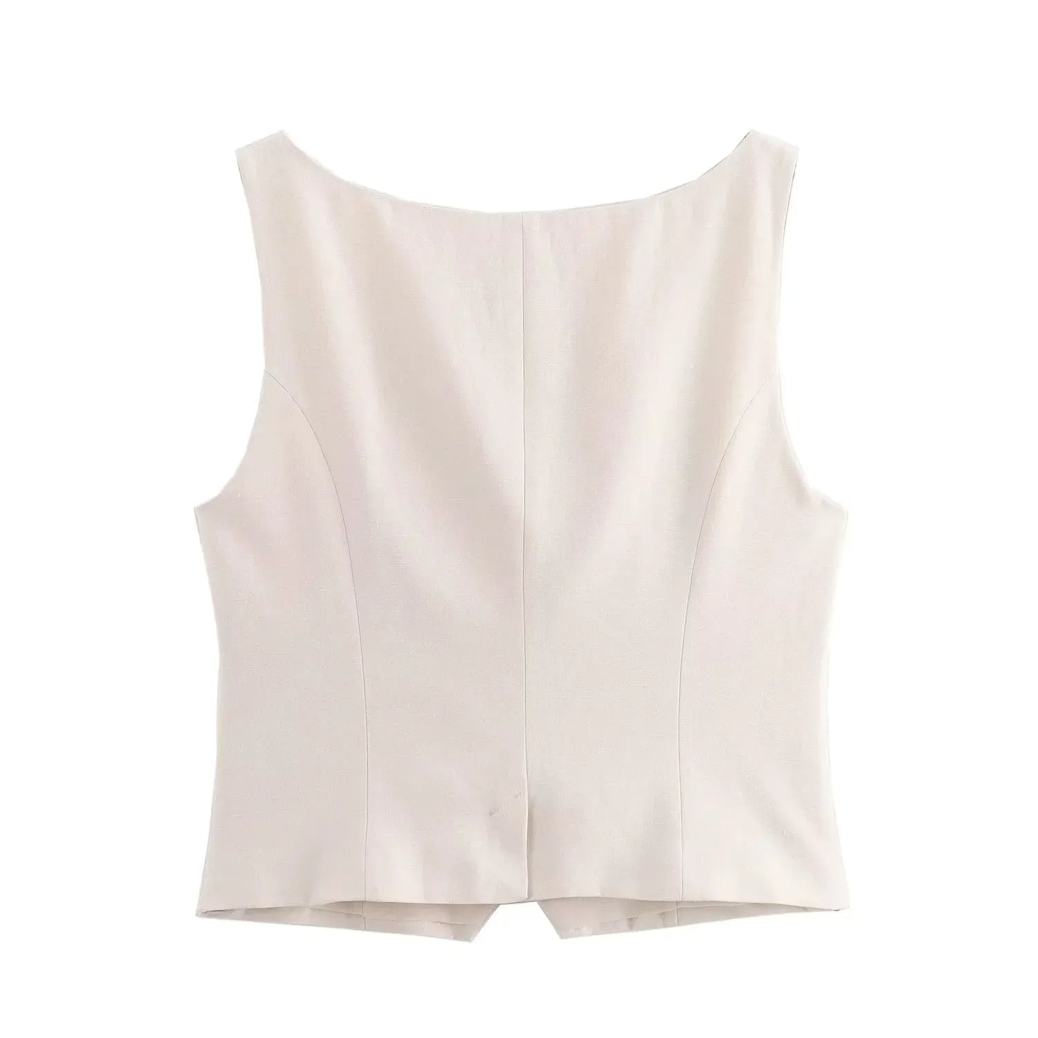 Blouses- Bow Crop Top for Artistic Evenings Tailored Cream Blouse- - IndioGear Women Clothing