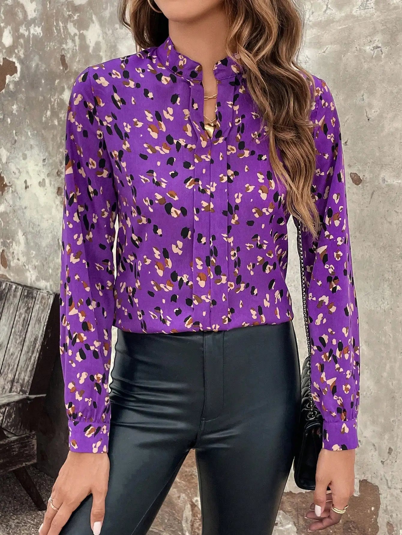 Blouses- Floral Everyday Blouse for Office Settings- - IndioGear.com