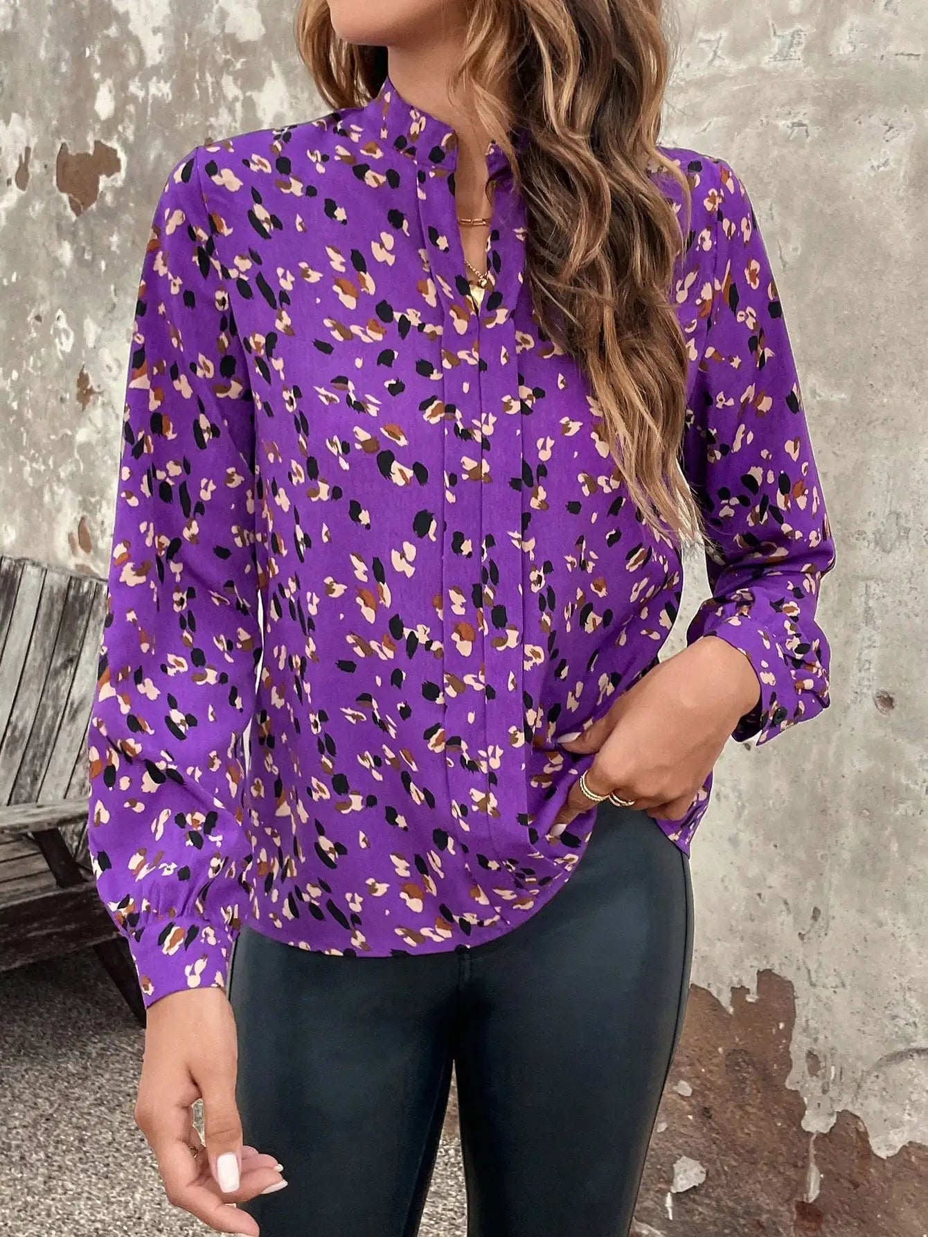 Blouses- Floral Everyday Blouse for Office Settings- - IndioGear.com