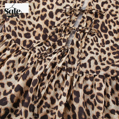 Blouses- Leopard Print Tie-Up Peplum Blouse- - Chuzko Women Clothing