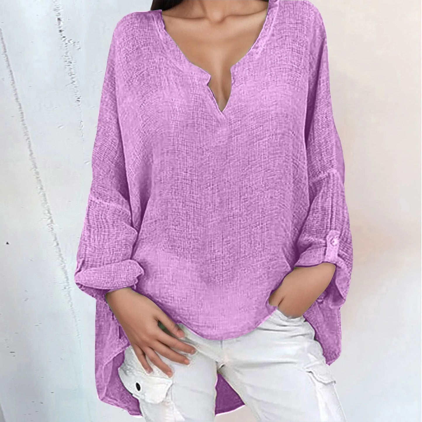 Blouses- Summer High-Low Blouse for Women- Purple- IndioGear.com