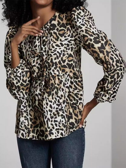 Blouses- The Ultimate Leopard Print Blouse- Leopard- IndioGear.com