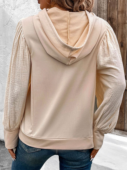 Blouses- Women Fancy Hoodie with Balloon Sleeves- - IndioGear.com