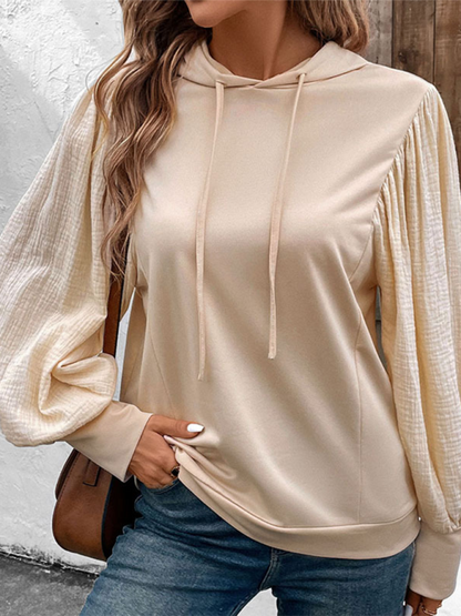 Blouses- Women Fancy Hoodie with Balloon Sleeves- - IndioGear.com