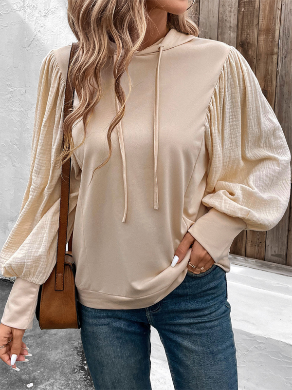 Blouses- Women Fancy Hoodie with Balloon Sleeves- - IndioGear.com