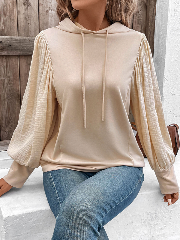 Blouses- Women Fancy Hoodie with Balloon Sleeves- - IndioGear.com