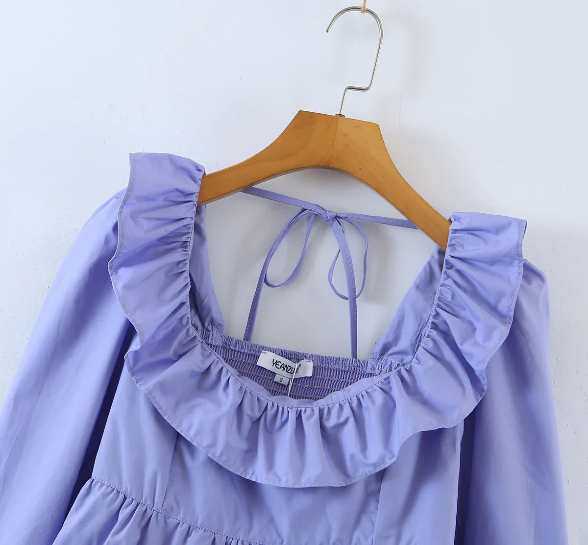 Blouses- Women Vintage-Inspired Peasant Top - Ruffled Square Neck Blouse- - IndioGear.com