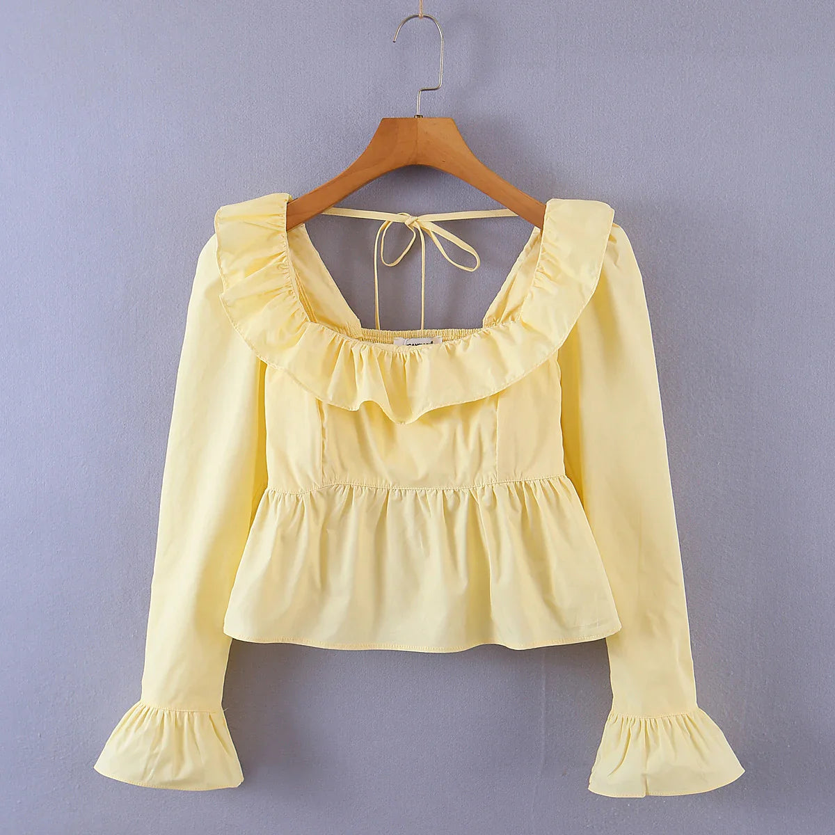 Blouses- Women Vintage-Inspired Peasant Top - Ruffled Square Neck Blouse- - IndioGear.com