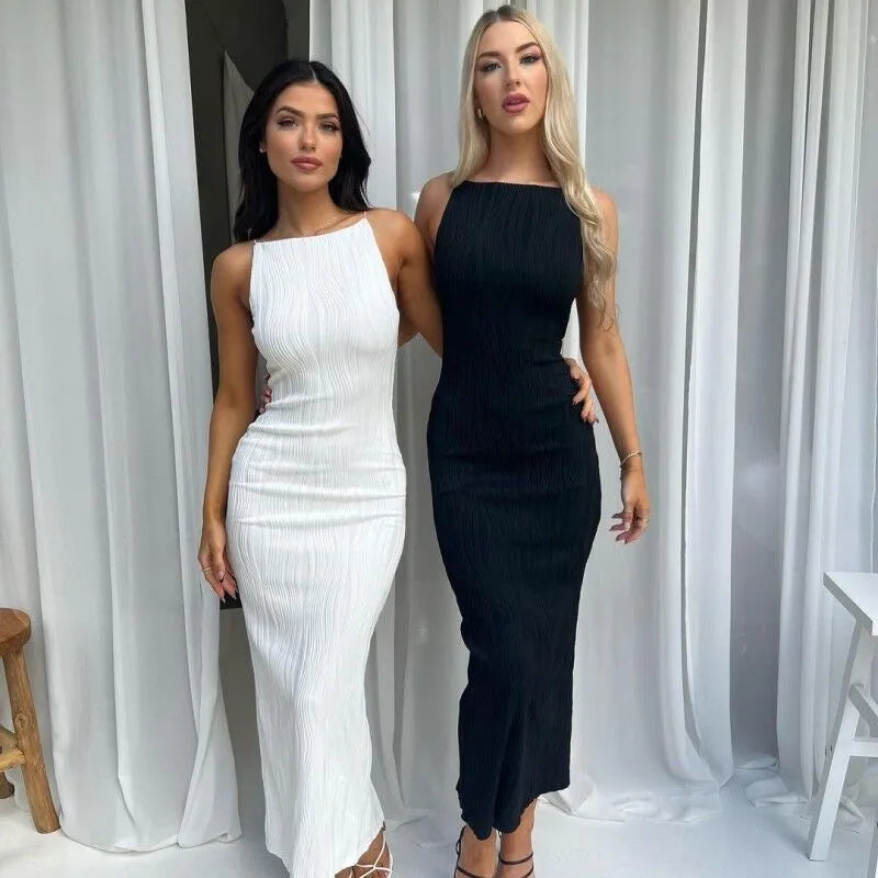 Bodycon Dresses- Elegant Long Ribbed Dress - Ideal for Business and Dinners- - IndioGear.com