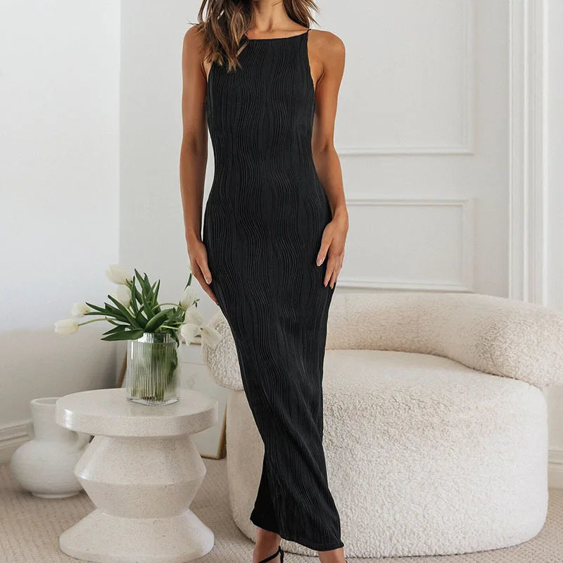 Bodycon Dresses- Elegant Long Ribbed Dress - Ideal for Business and Dinners- - IndioGear.com